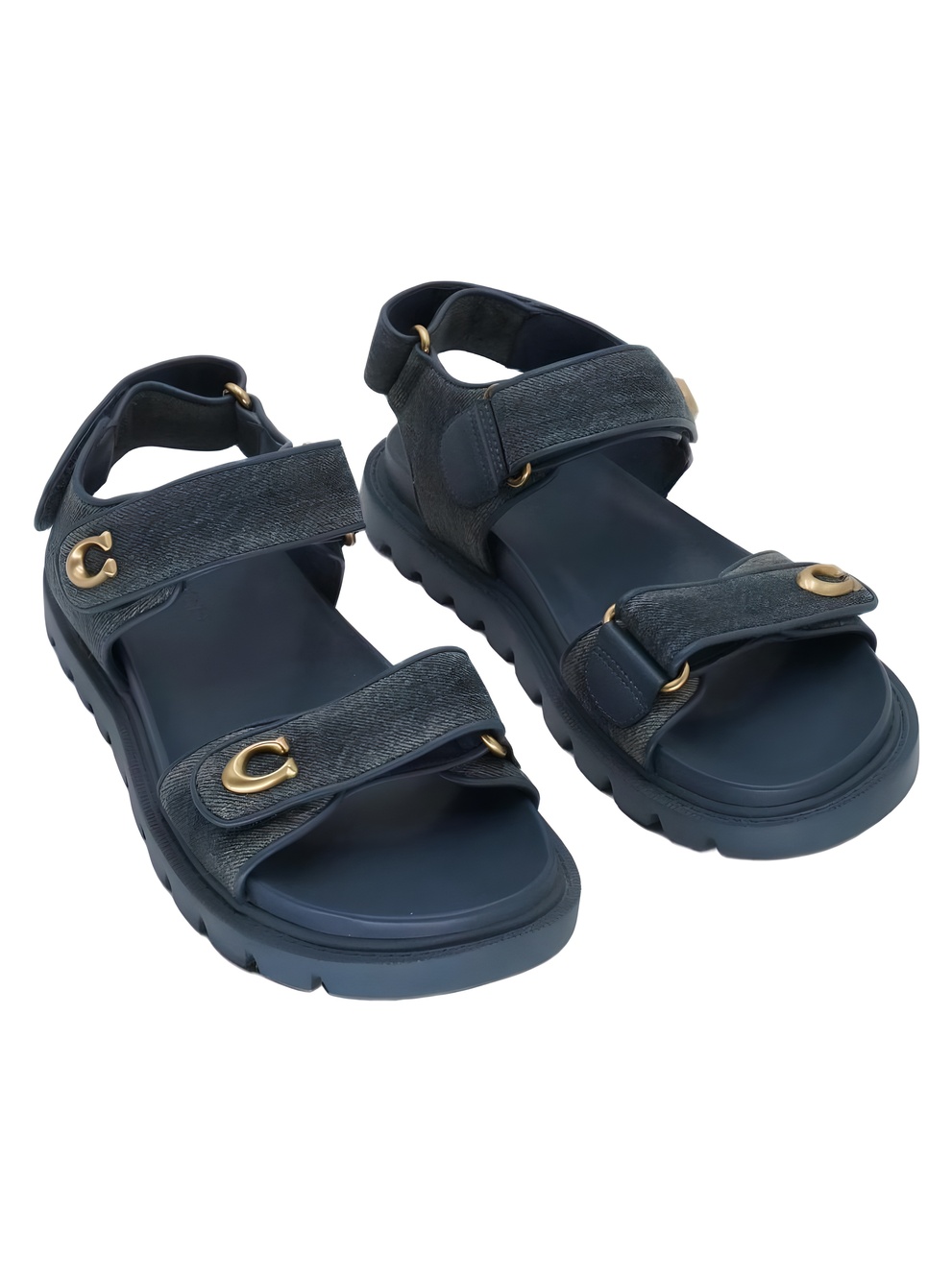 COACH Brynn Denim Logo Strap Sport Sandals Dark Indigo Size 8B